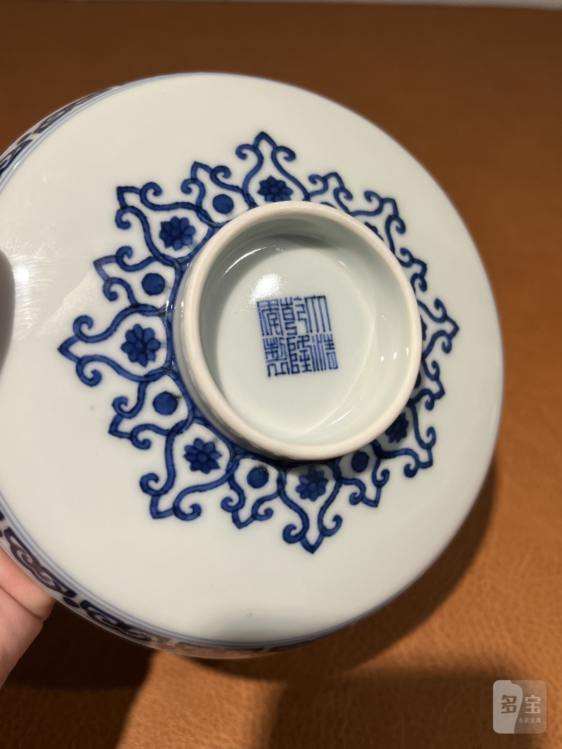 清乾隆 青花海水云龙纹镗锣洗 - 图7